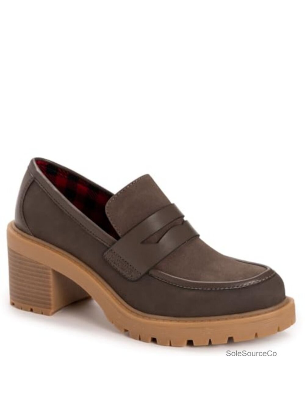 Women's Heeled Loafers with Block Heel & Chunky Platform Slip-On